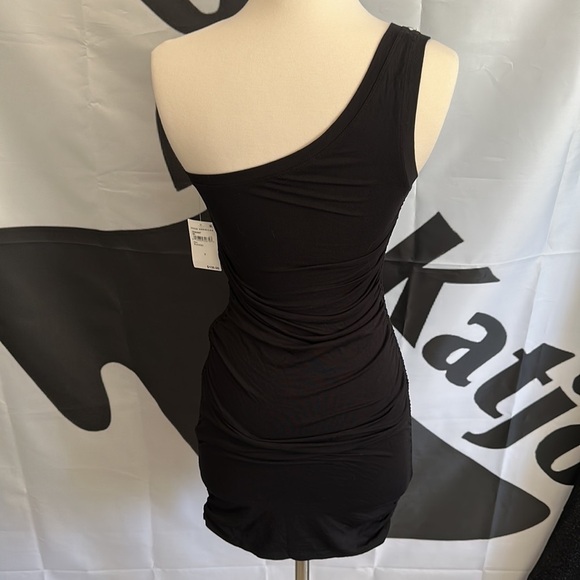 GOOD American Good Touch Ruched One Shoulder Mini Dress Black Size Medium - Picture 10 of 12